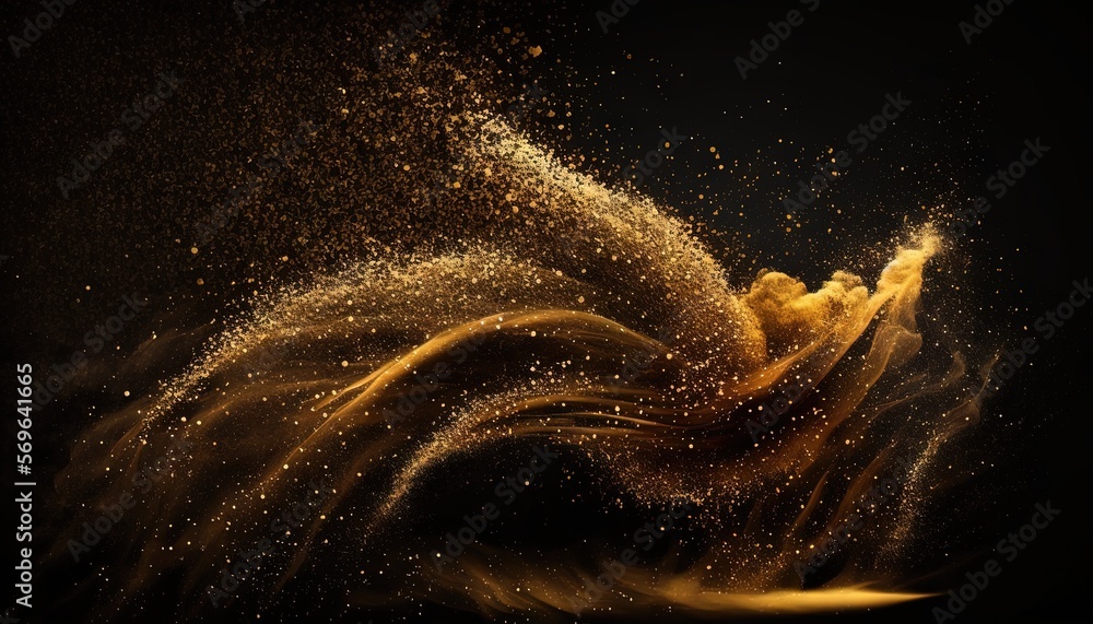 Poster a yellow and black background with a large amount of dust flying through the air and on top of it is