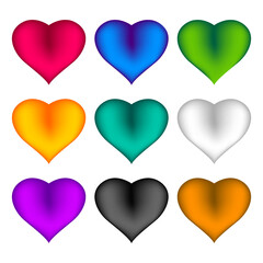 Collection of Colorful Hearts