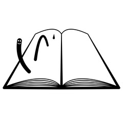 Book worm icon vector graphic.