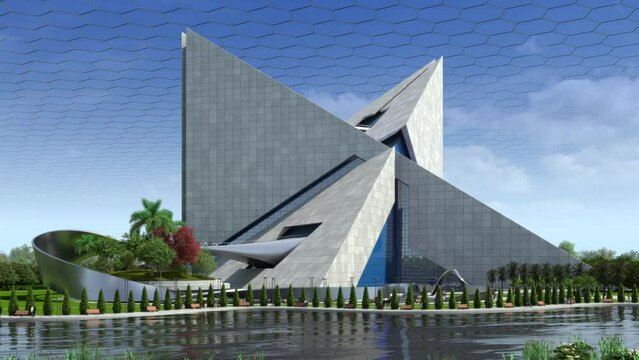 Futuristic Architecture under a Hexagonal Dome