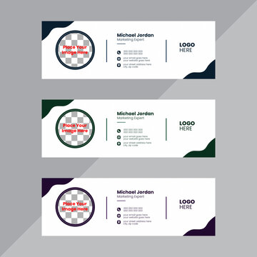 Email Signature Template Posts Vector Design, Unique Vector Image with Three Different Colors