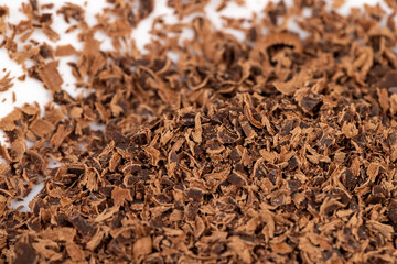 A large number of chocolate chips on the surface