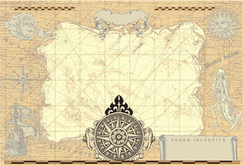 Fototapeta na wymiar old sea map