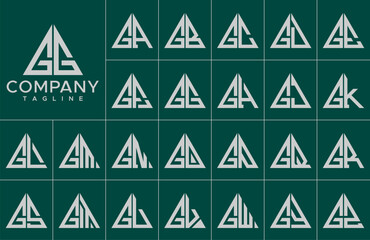 Modern simple line triangle initial letter G GG logo design set - obrazy, fototapety, plakaty