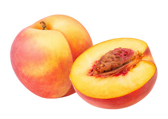 Peach fruit isolated on white or transparent background.
