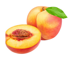 Naklejka na ściany i meble Peach fruit isolated on white or transparent background.