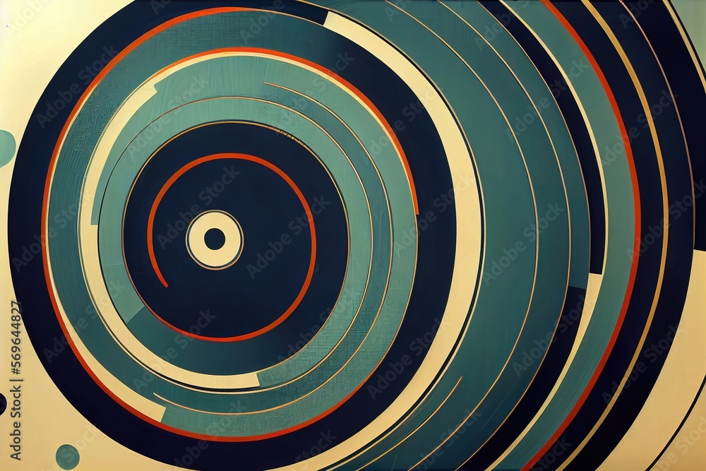 Poster vibrant blue abstract design featuring circles and lines - generative ai