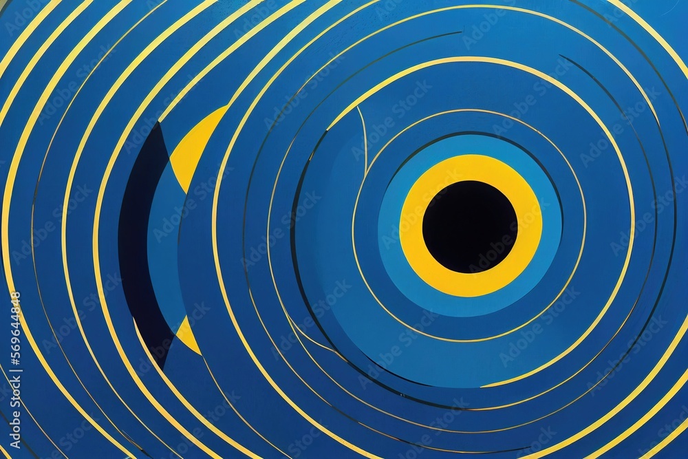 Poster a modern take on abstract art: blue circles and lines - generative ai
