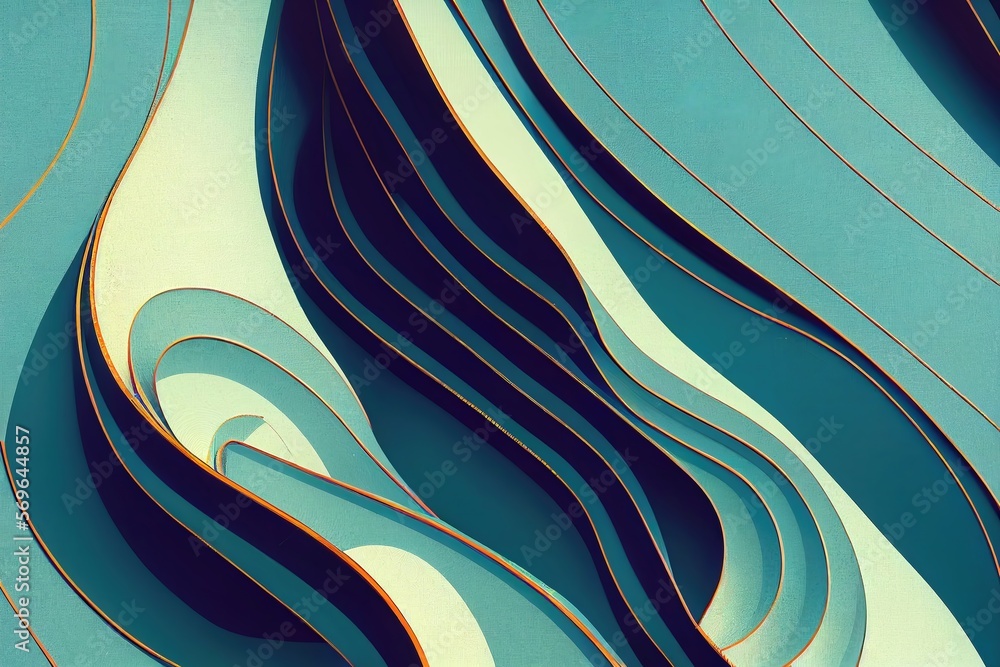 Poster a mesmerizing blue abstract design of circles and lines - generative ai