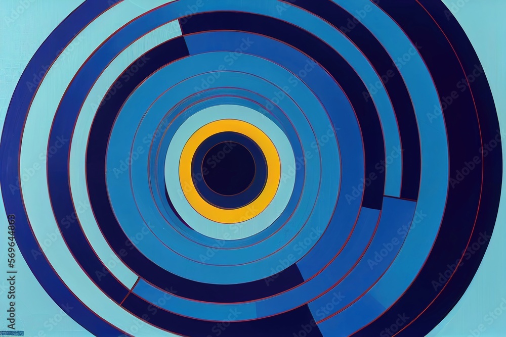 Poster the beauty of blue: an abstract design of interconnected circles and lines - generative ai