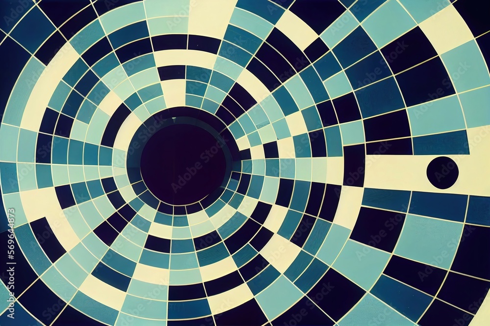 Aufkleber an intriguing blue abstract design of circles and lines - generative ai