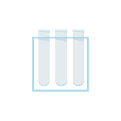 Three empty blue test tubes on a stand