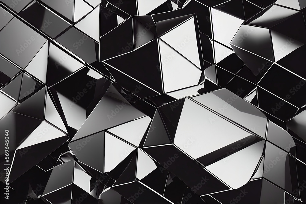 Poster Unusual Beauty: Black Cube Abstract Background - Generative AI