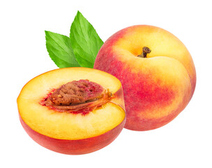 Fototapeta na wymiar Peach fruit isolated on white or transparent background.