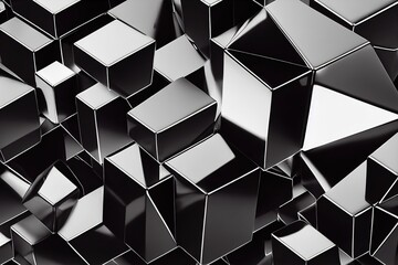 Charming Chaos: Black Cube Abstract Background - Generative AI