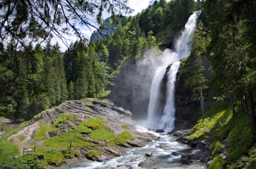 Fototapeta na wymiar waterfall in forest, Sixt-Fer-A-Cheval, Alps, France