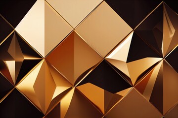 Elegance Meets Geometry in This Dark Gold Abstract Background - Generative AI