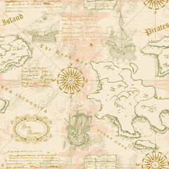 Fototapeta na wymiar the ancient nautical map of the sea routes
