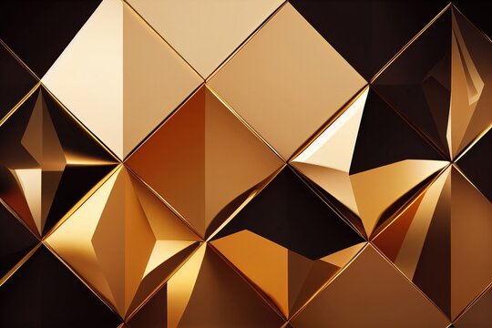 Elegance Meets Geometry in This Dark Gold Abstract Background - Generative AI © Rysak