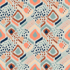 Ikat geometric folklore ornament with tribal ethnic seamless pattern painting style. oriental pattern traditional Design for background, clothing, wrapping, Batik, fabric, vector, illustration.