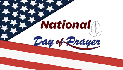 National Day of Prayer with Praying hands silhouette icon and american flag. Banner, Poster, background.