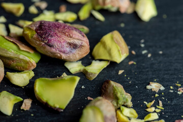 Crispy delicious pistachios with salt without shell