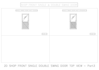 2D SHOP FRONT SINGLE DOUBLE SWING DOOR TOP VIEW