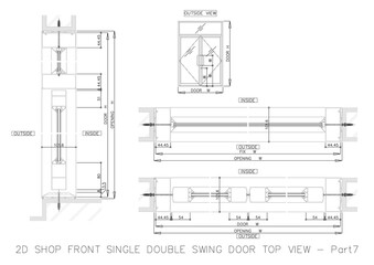 2D SHOP FRONT SINGLE DOUBLE SWING DOOR TOP VIEW