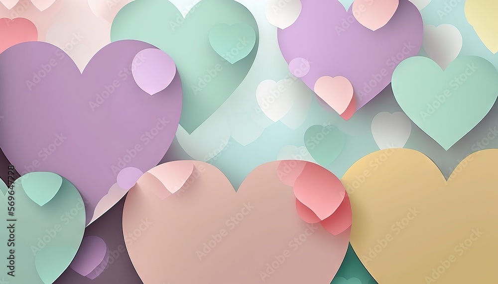 Poster a bunch of hearts that are in the air with some paper on top of them and one of them has been cut in