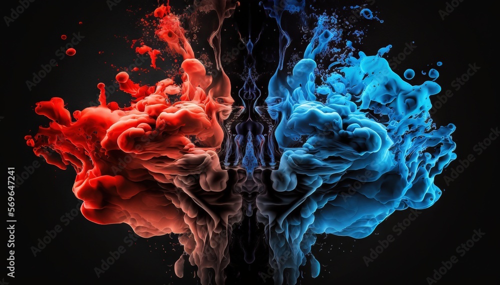 Poster two different colored inks are in the same color of the same liquid in the same image, one of which 