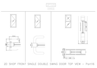 2D SHOP FRONT SINGLE DOUBLE SWING DOOR TOP VIEW