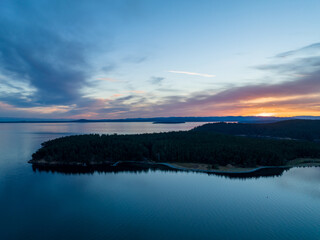 Henry Island Washington USA Aerial View at Sunset