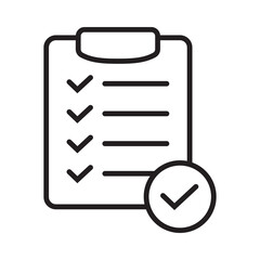 List confirmation icon in line style. Confirm list, check list, approve form icon. Stock vector illustration.