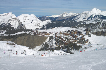 view on French alpine resort Avoriaz