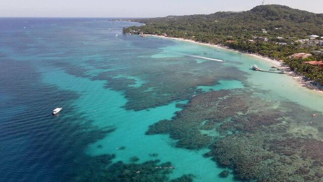 Roatan, Honduras. Tropical paradise. Aerial video.