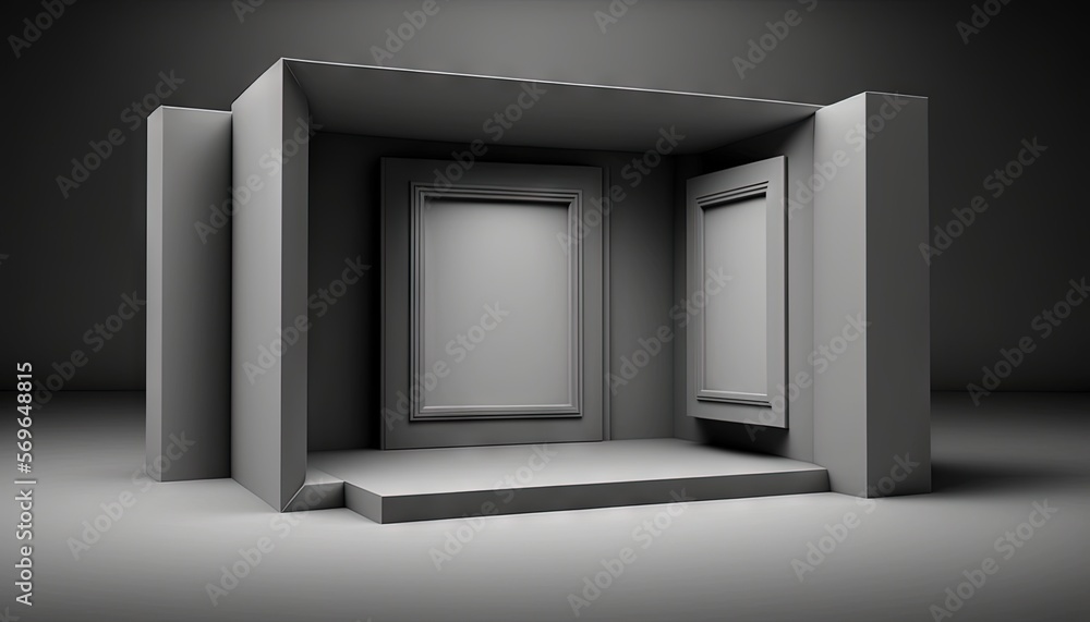 Poster an empty room with an open door and a step leading to the door that leads to another room with a clo