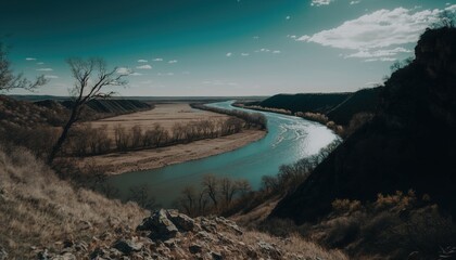 Fototapeta na wymiar Beautiful river Missouri beautiful cinematic landscape background generative ai