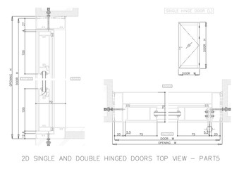 2D SINGLE AND DOUBLE HINGED DOORS TOP VIEW