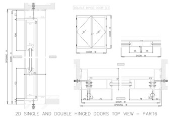 2D SINGLE AND DOUBLE HINGED DOORS TOP VIEW