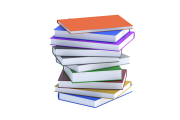 Stack of books isolated on white background. 3d render