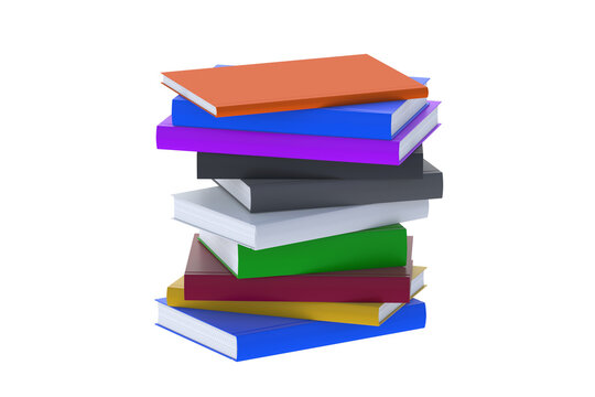 Stack of books isolated on white background. 3d render