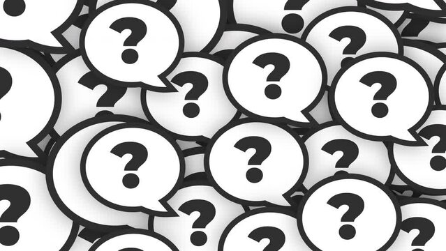 question speech bubble Many sign  - 2D Transition animation background. Concepts of approval, acceptance and showing satisfaction. Poping sign animation.