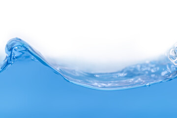 blue water waves with bubbles of air, isolated on the white background