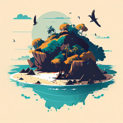 Faroe Island Flat Illustration Generative AI