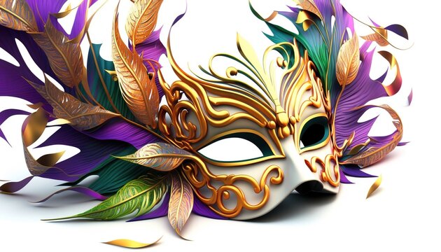 Venetian mask carnival colorful splash art masquerade mardi gras illustration. Generative AI