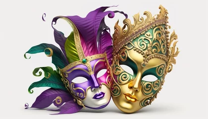 Foto op Plexiglas Venetian mask carnival colorful splash art masquerade mardi gras illustration. Generative AI © GED