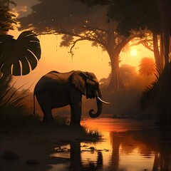 "Tropical Twilight: A Sunset Landscape" | Generative AI Artwork |