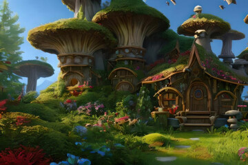 Fototapeta premium Magic village. AI generated.
