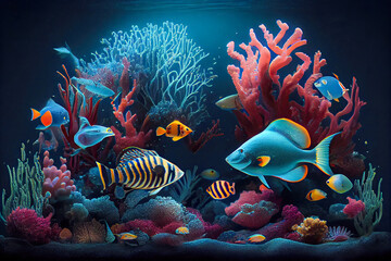 Obraz na płótnie Canvas Salt water coral reef colorful fish