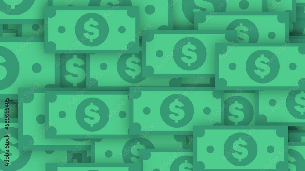 Poster money sign - 2d transition animation background. concepts of approval, acceptance and showing satisf